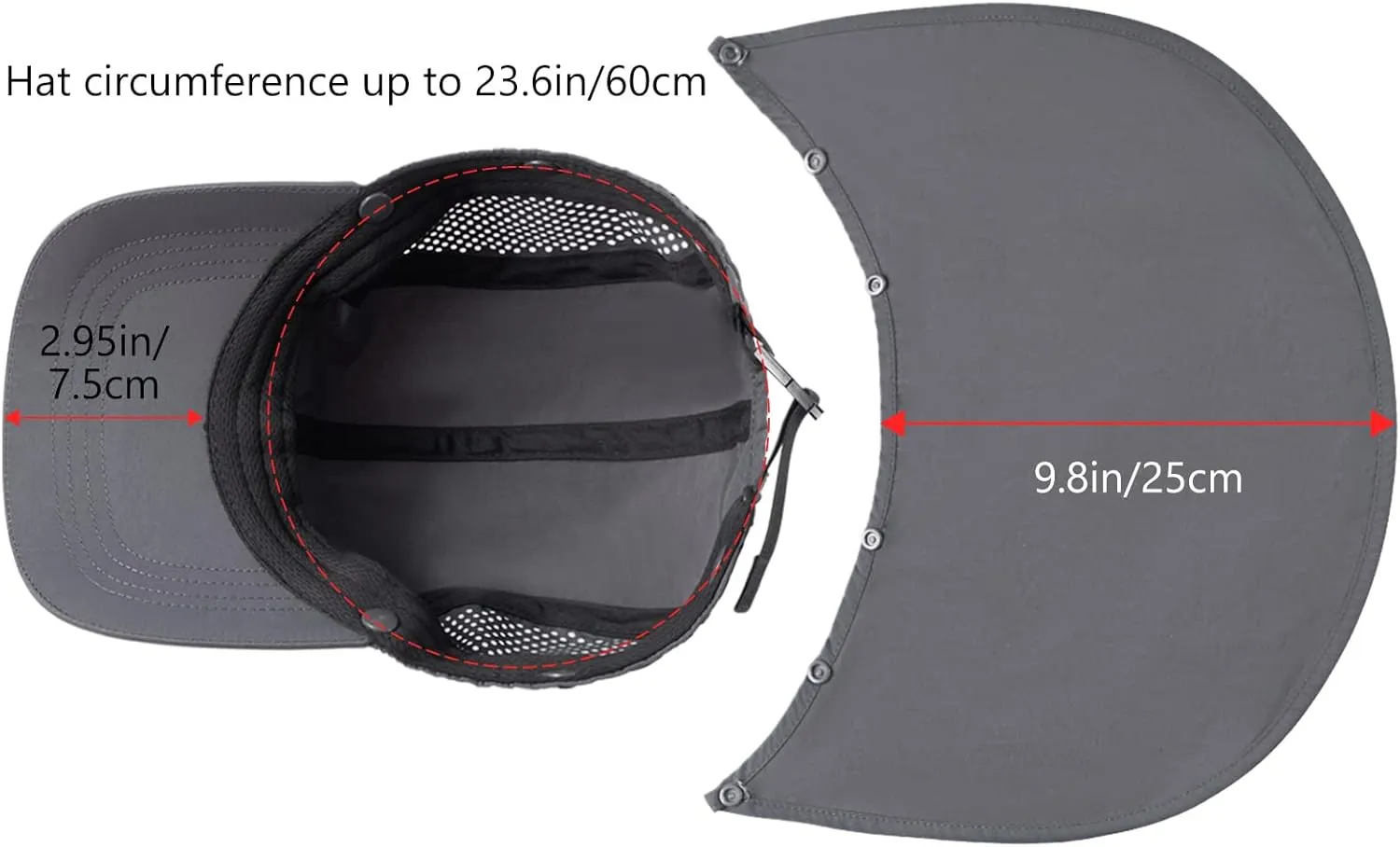 BASSDASH UPF 50  Foldable Fishing Hat Baseball Cap with Removable Neck Flap Portable for Men Women Golf Hiking