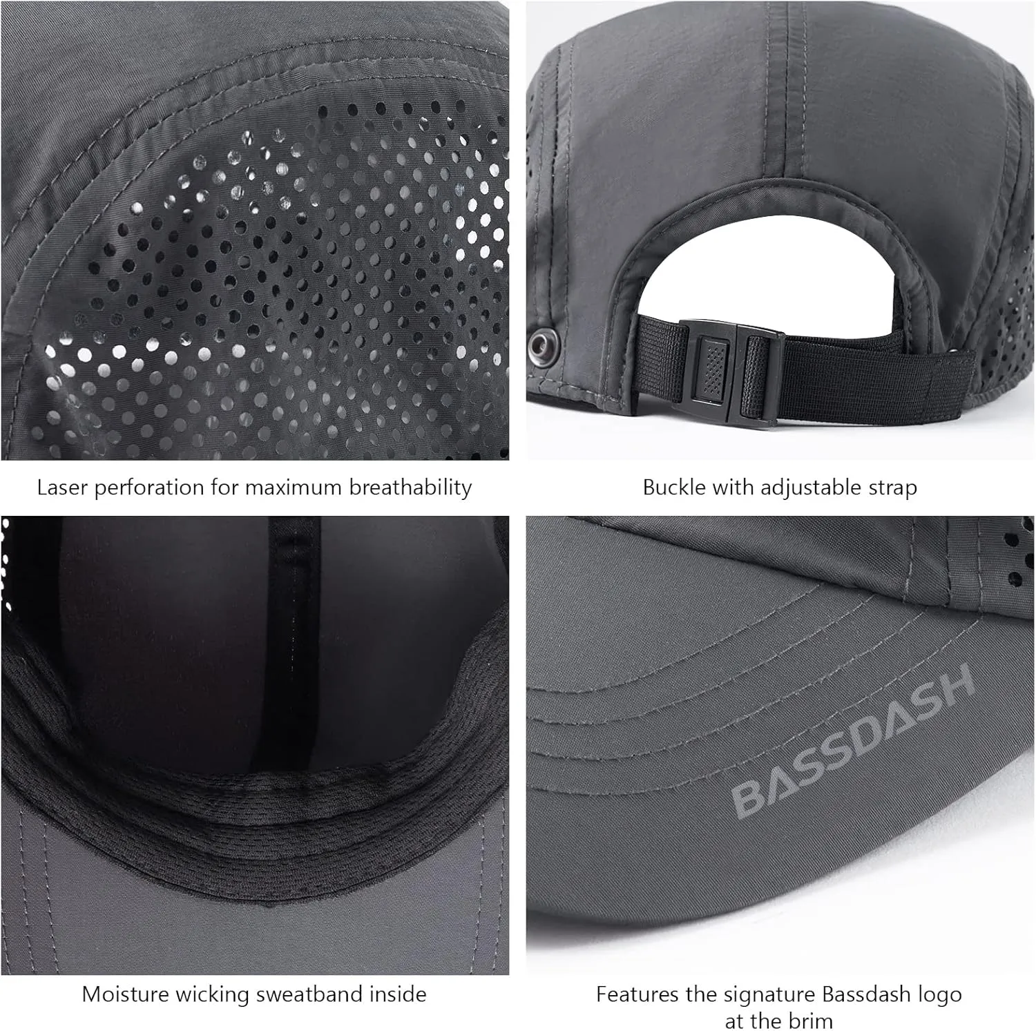 BASSDASH UPF 50  Foldable Fishing Hat Baseball Cap with Removable Neck Flap Portable for Men Women Golf Hiking