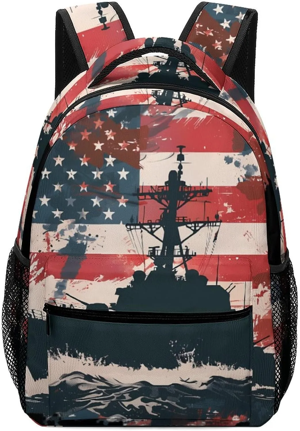 Battleship USA American Flag Laptop Backpack Lightweight Daypack Travel Laptop Computer Bag for Men Women
