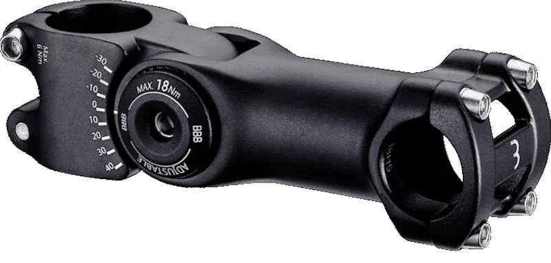 BBB 'HIGHSIX' STEM  90mm 25.4  40/-30D ADJUSTABLE  BLACK ALLOY