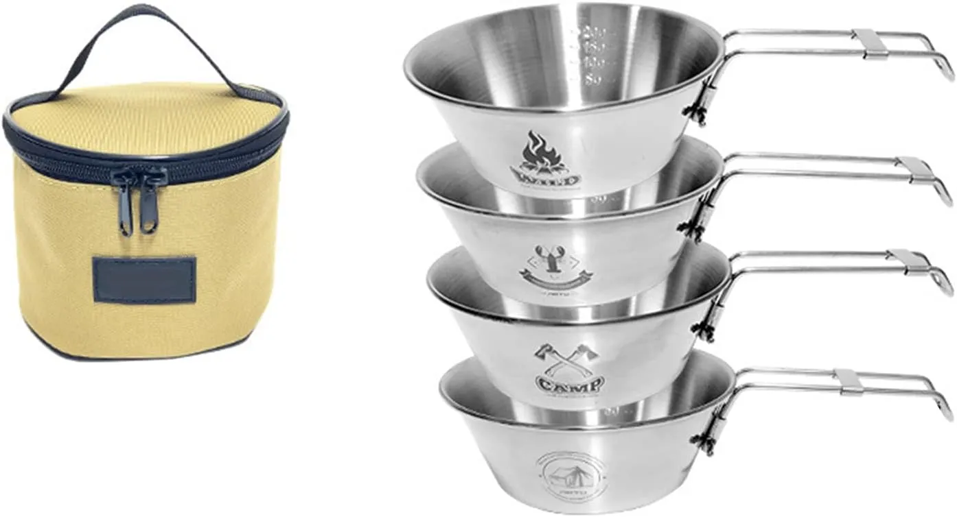 BBQ Grill,Foldable Stainless Steel Bowl Food Dish Container Camping Hiking Cooking Tool Outdoor Tableware Foldable Bowl with Bag