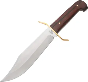 Bear & Son Cutlery 14 3/4" Fixed Blade Gold Rush Bowie Knife, Sandvik 12C27M Stainless Steel, Cocobola Wood Handle, Leather Sheath (CB00)