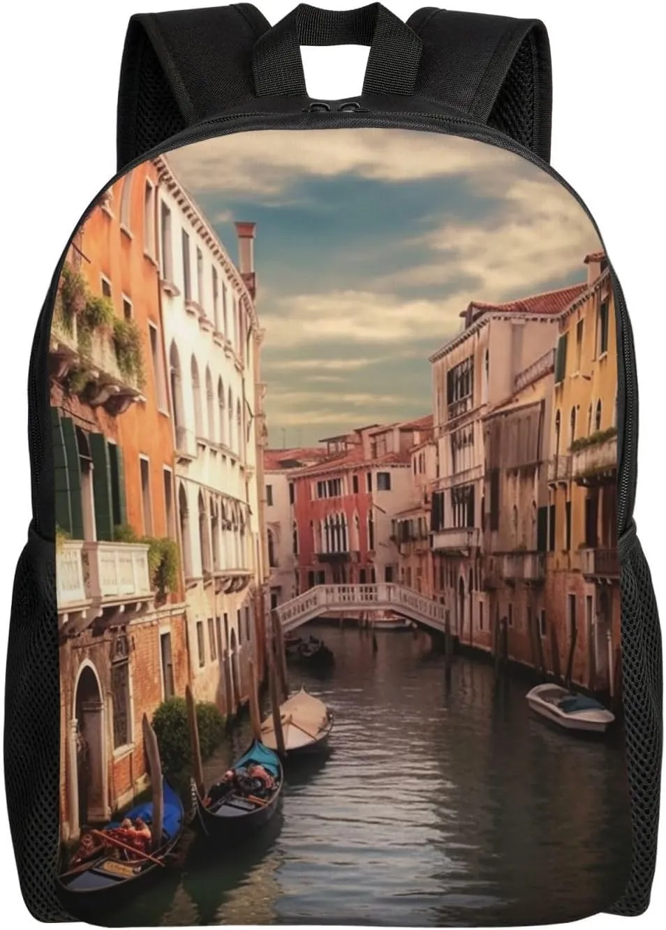 Beautiful Venice Canal View Travel Backpack Waterproof Lightweight Casual Daypack Classic Cute Laptop Bag For Women Men