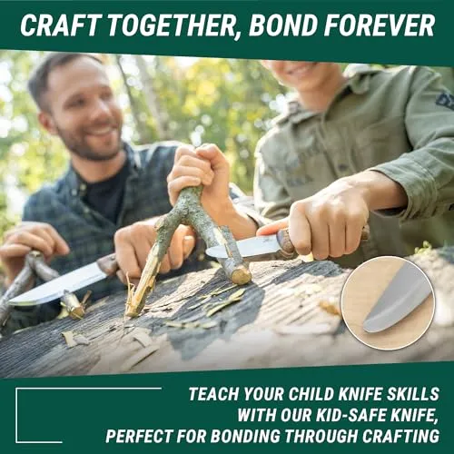 BeaverCraft Kids Knife Boy Scout Knife - Whittling Knife for Kids Safe Kid Knife Children's Bushcraft Knife with Sheath Knives for Boys 8-12 First