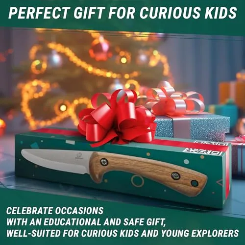 BeaverCraft Kids Knife Boy Scout Knife - Whittling Knife for Kids Safe Kid Knife Children's Bushcraft Knife with Sheath Knives for Boys 8-12 First