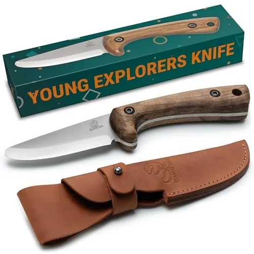 BeaverCraft Kids Knife Boy Scout Knife - Whittling Knife for Kids Safe Kid Knife Children's Bushcraft Knife with Sheath Knives for Boys 8-12 First