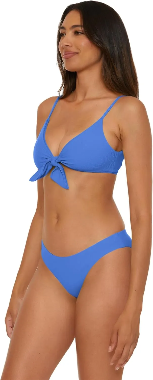 BECCA Women's Standard Modern Edge Bralette Bikini Top, Adjustable, Tie Back, Swimwear Separates