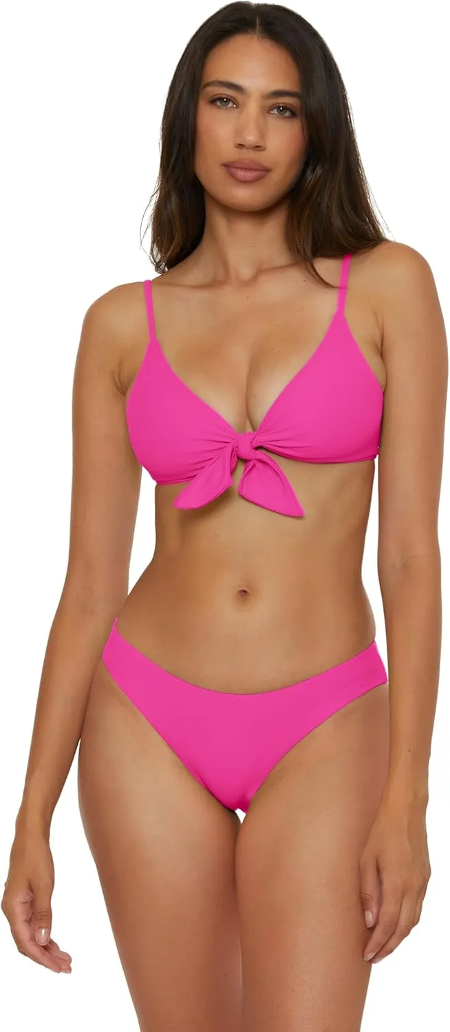 BECCA Women's Standard Modern Edge Bralette Bikini Top, Adjustable, Tie Back, Swimwear Separates
