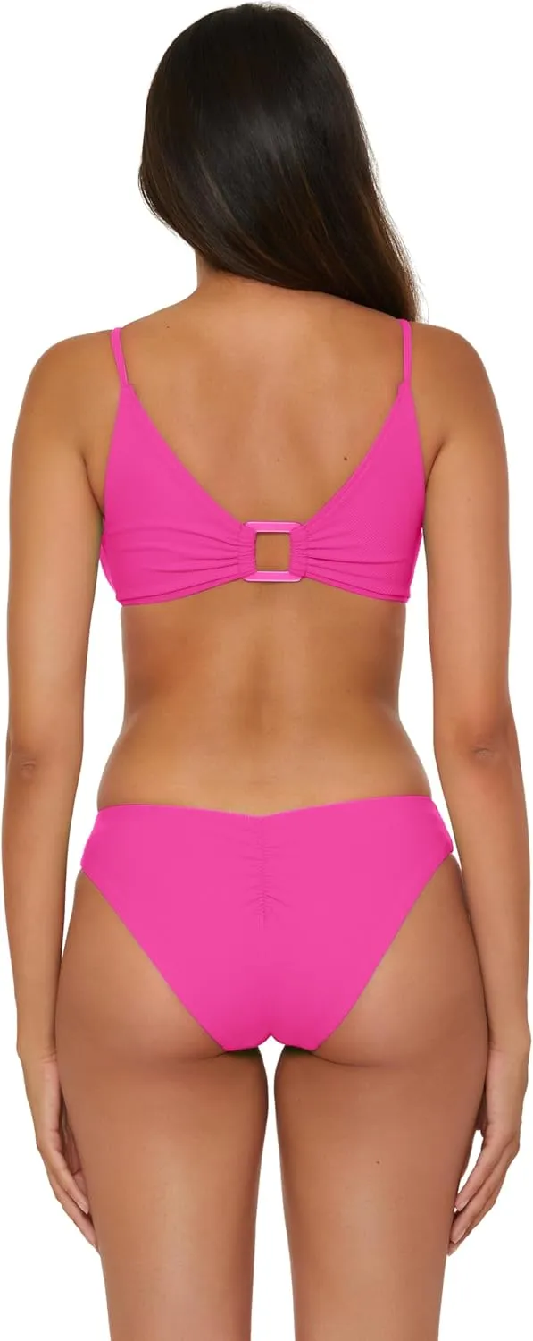 BECCA Women's Standard Modern Edge Bralette Bikini Top, Adjustable, Tie Back, Swimwear Separates