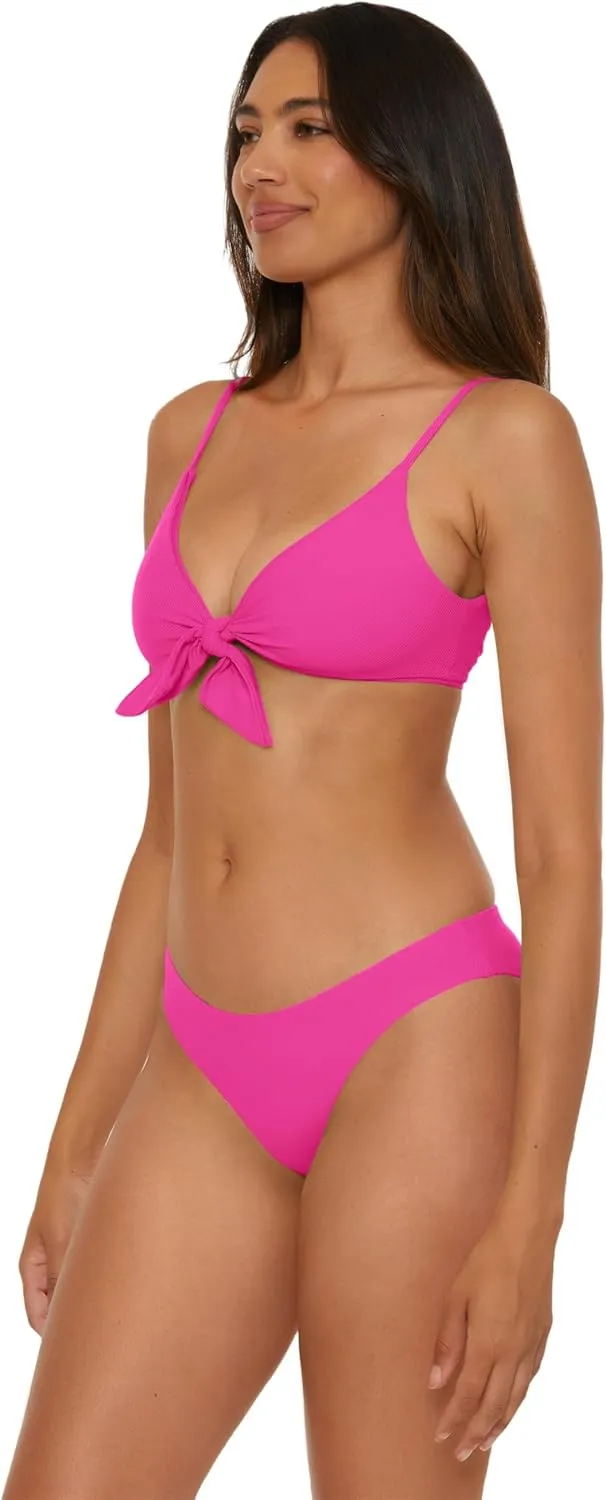 BECCA Women's Standard Modern Edge Bralette Bikini Top, Adjustable, Tie Back, Swimwear Separates