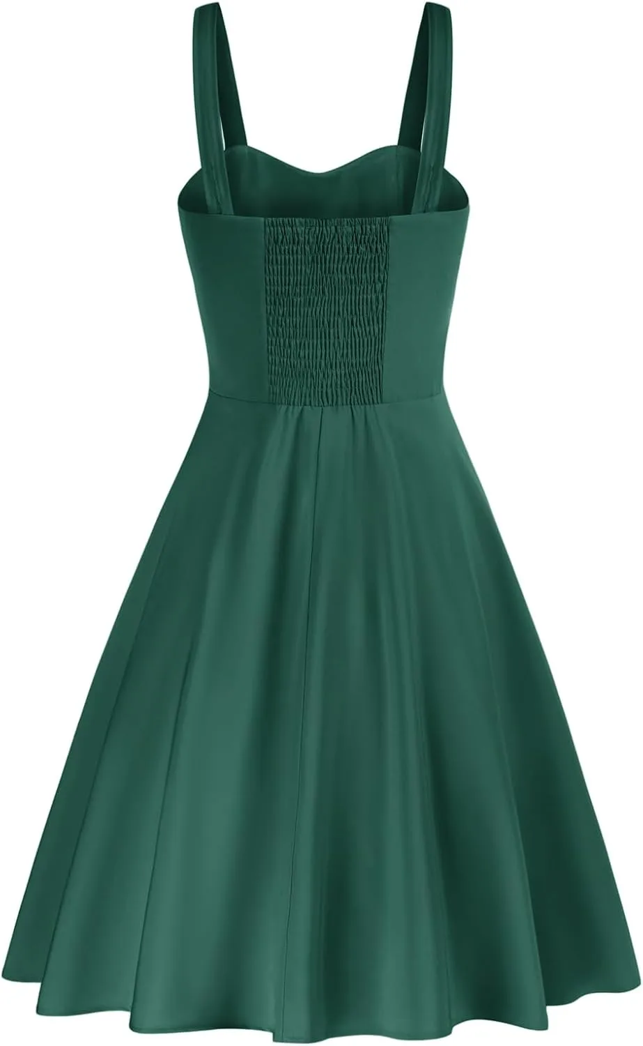 Belle Poque Women's Vintage Sleeveless Solid Floral Ruched Summer Cute A-Line Flowy Swing Midi Dress