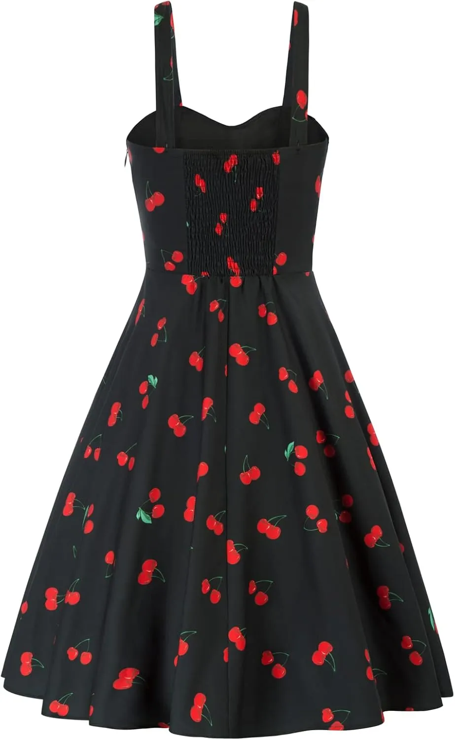 Belle Poque Women's Vintage Sleeveless Solid Floral Ruched Summer Cute A-Line Flowy Swing Midi Dress