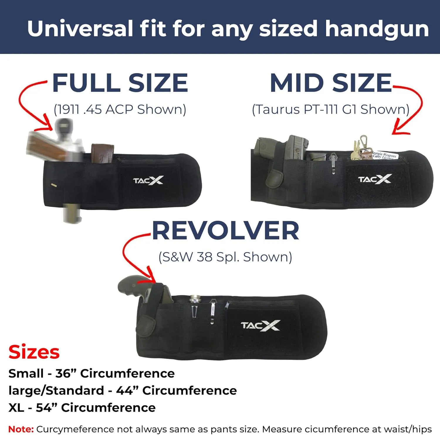 Belly Band Holster for Active Concealed Carry | Universal Design | IWB/OWB Pistol Belt | RFID Blocking Water Proof Zipper Gear Pocket | Spare Mag Pouch | Running, Hiking, Jogging