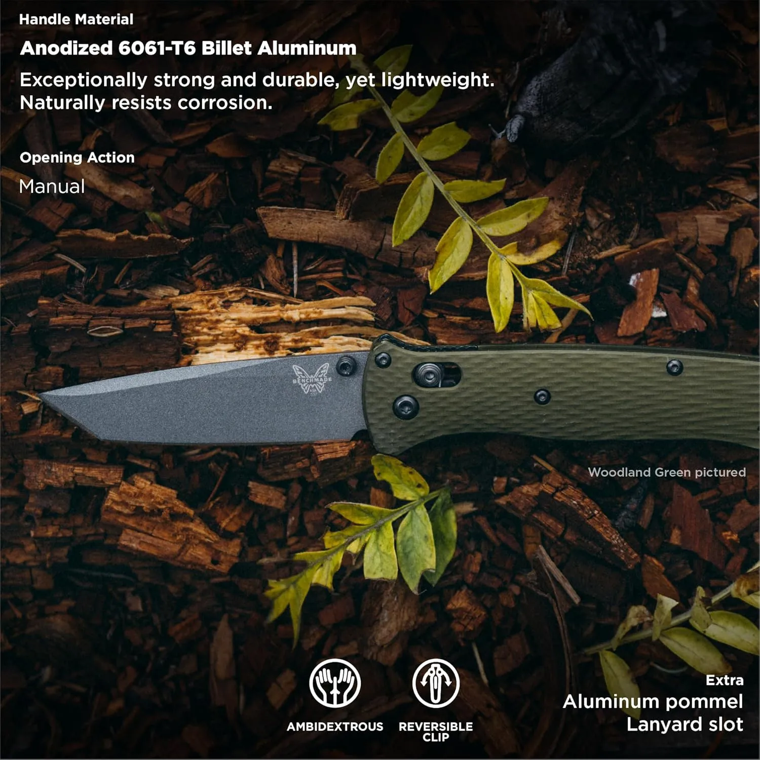 Benchmade - Bailout 537 Tactical Knife, Tanto Blade with Crater Blue Aluminum Handle (537FE-02)