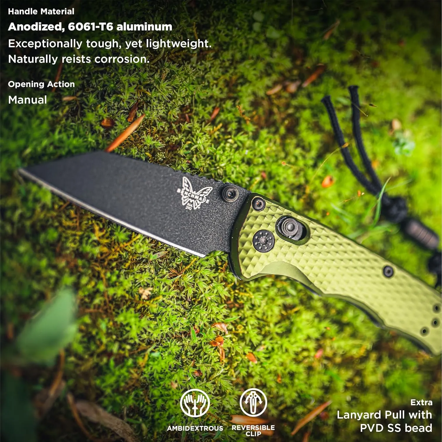 Benchmade - Full Immunity 290 Tactical Knife with Woodland Green Aluminum Handle (290BK-2)