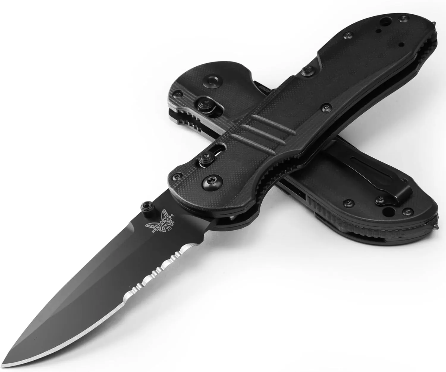 Benchmade - Triage 917 Tactical Knife, Glass Breaker and Rescue Hook with Black G10 Handle (917SBK)