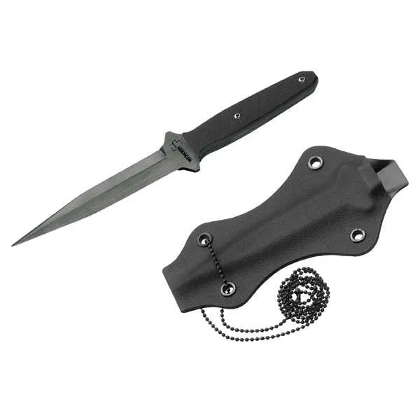 Besh-Wedge Neck Knife, Black G10 Handle,Black Plain w-Sheath