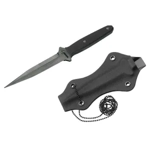 Besh-Wedge Neck Knife, Black G10 Handle,Black Plain w-Sheath