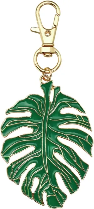 BESTOYARD Palm Leaf Keychain Metal Tropical Green Leaf Keychain Birthday Party Hawaiian Party Favor