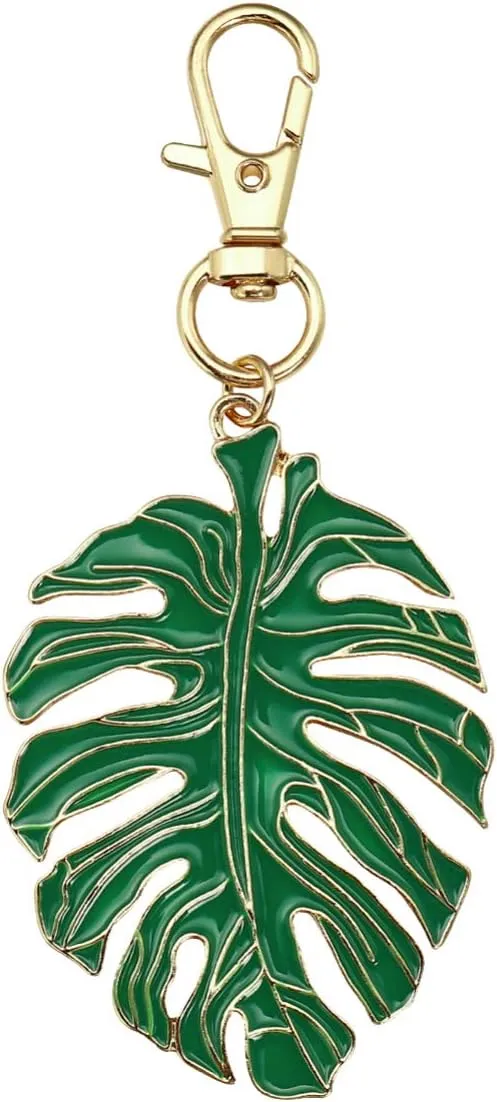 BESTOYARD Palm Leaf Keychain Metal Tropical Green Leaf Keychain Birthday Party Hawaiian Party Favor