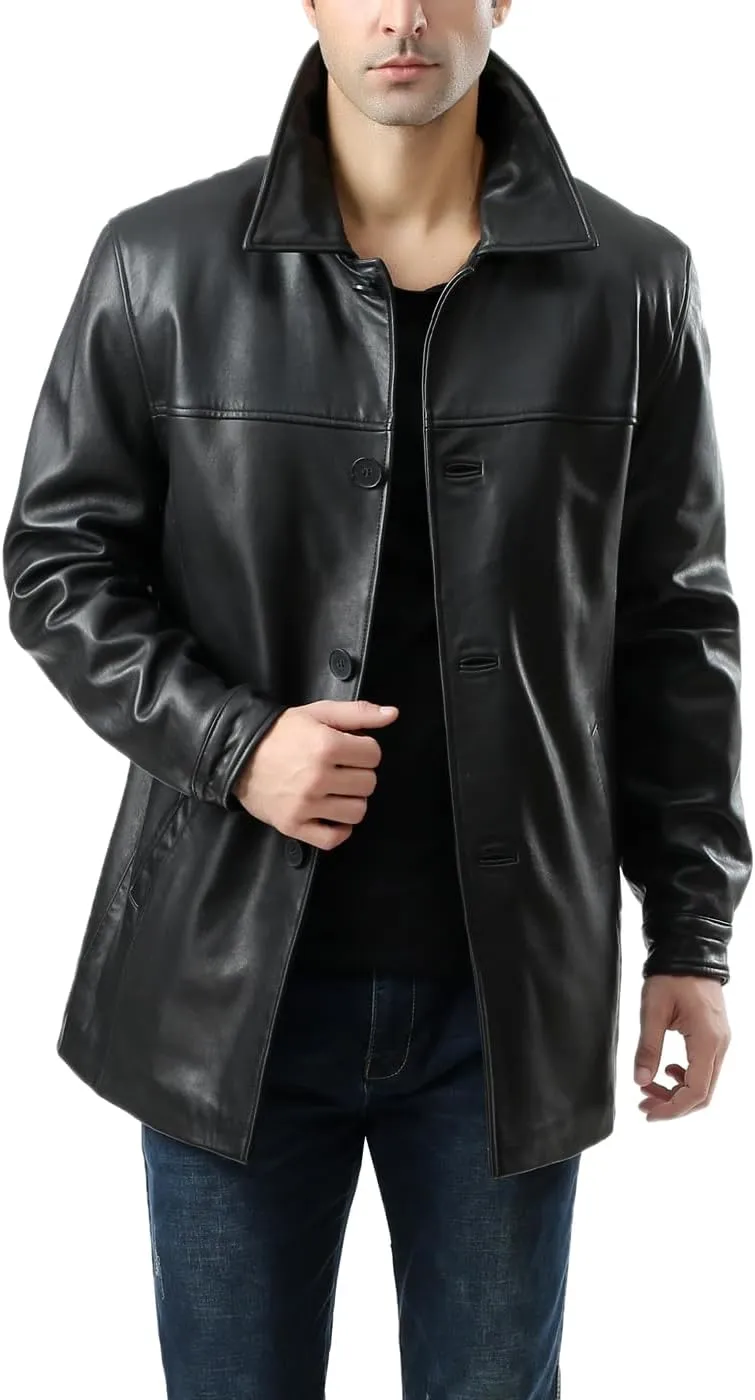 BGSD Men Samuel New Zealand Lambskin Leather Car Coat (Also available in Big and Tall and Short)