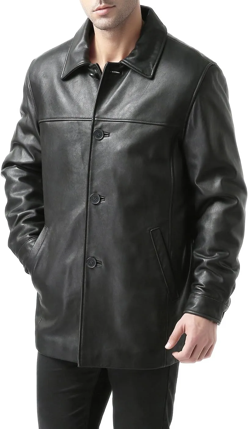 BGSD Men Samuel New Zealand Lambskin Leather Car Coat (Also available in Big and Tall and Short)