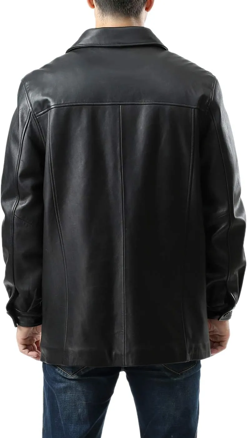BGSD Men Samuel New Zealand Lambskin Leather Car Coat (Also available in Big and Tall and Short)