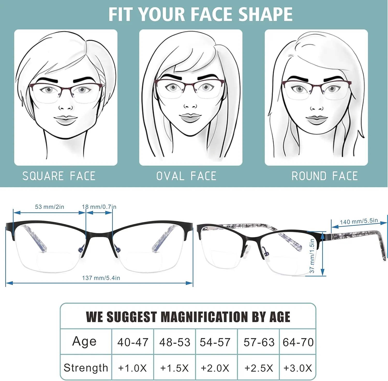 Bifocal Reading Glasses Women Blue Light Computer Reader Fashion Clear Top Cateye Ladies Designer Stylish Eyeglasses