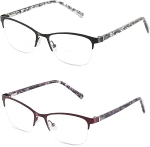 Bifocal Reading Glasses Women Blue Light Computer Reader Fashion Clear Top Cateye Ladies Designer Stylish Eyeglasses