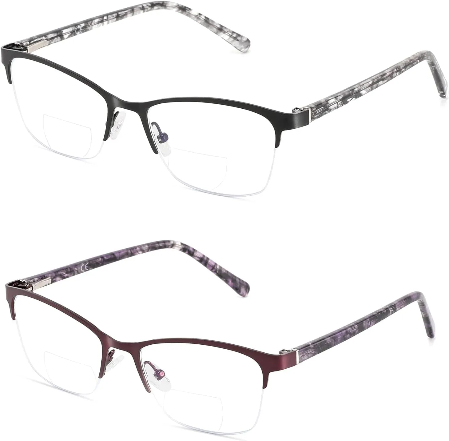Bifocal Reading Glasses Women Blue Light Computer Reader Fashion Clear Top Cateye Ladies Designer Stylish Eyeglasses