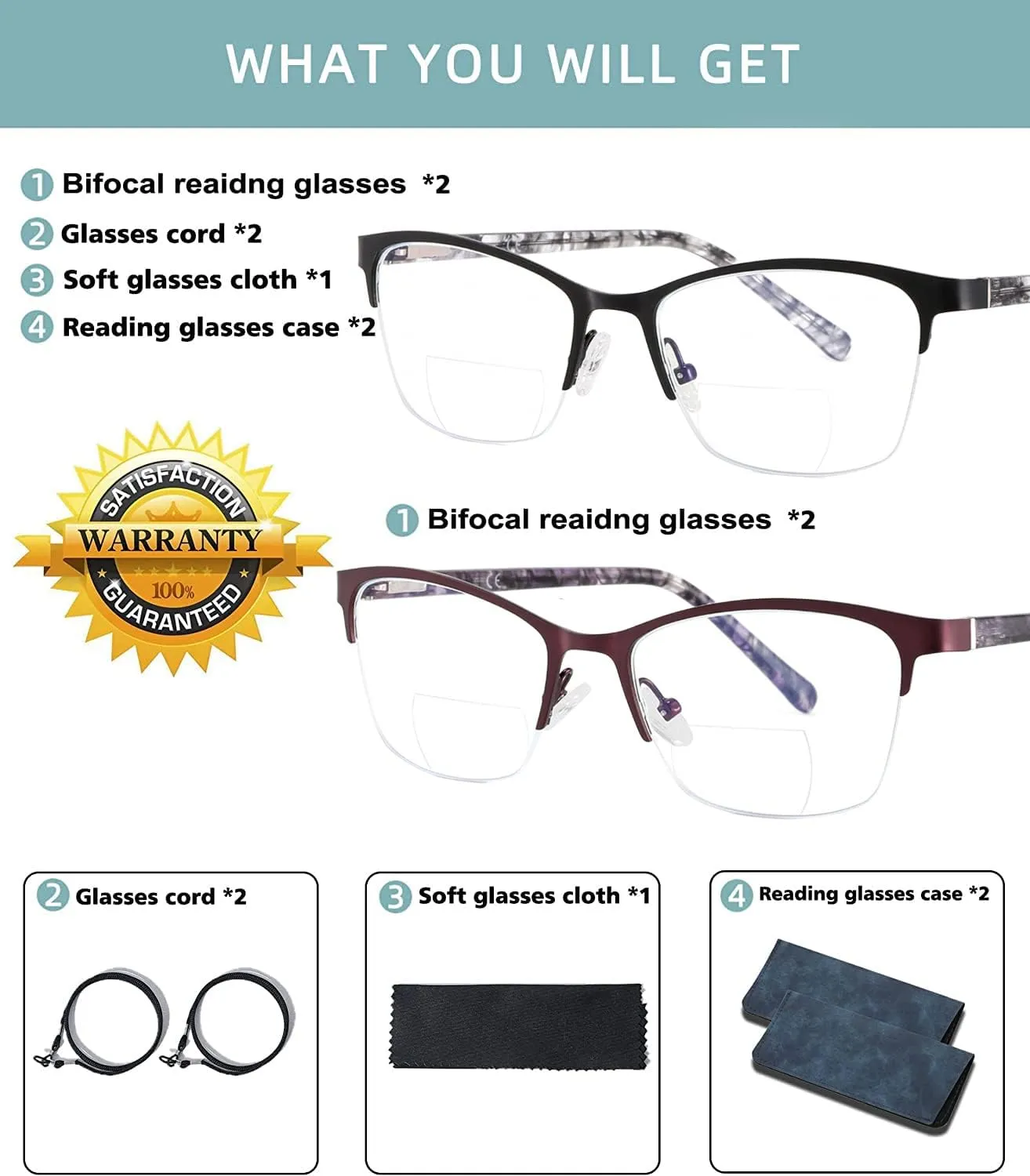 Bifocal Reading Glasses Women Blue Light Computer Reader Fashion Clear Top Cateye Ladies Designer Stylish Eyeglasses