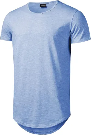 Big and Tall Mens Tshirts Longline Extra Long Shirts Hipster Reflective Line Scallop Tees Shirts Tops