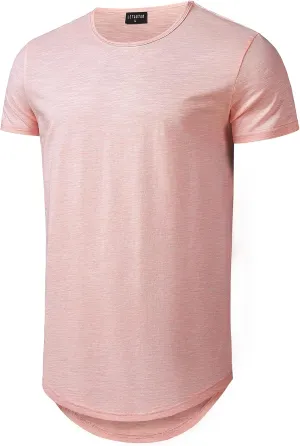 Big and Tall Mens Tshirts Longline Extra Long Shirts Hipster Reflective Line Scallop Tees Shirts Tops