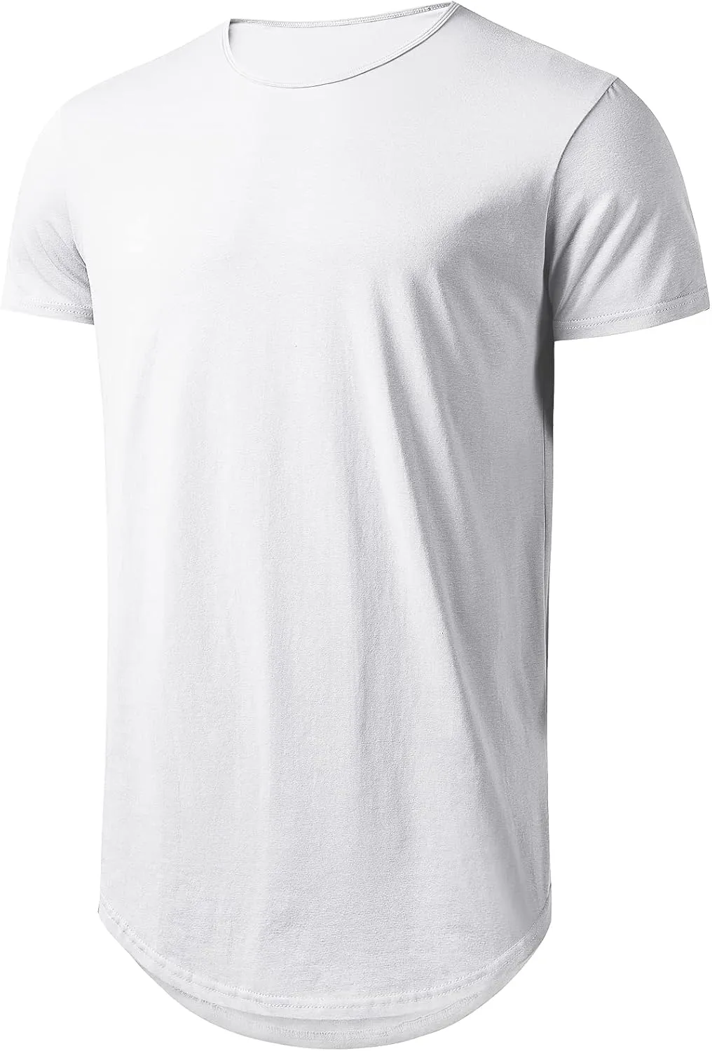 Big and Tall Mens Tshirts Longline Extra Long Shirts Hipster Reflective Line Scallop Tees Shirts Tops