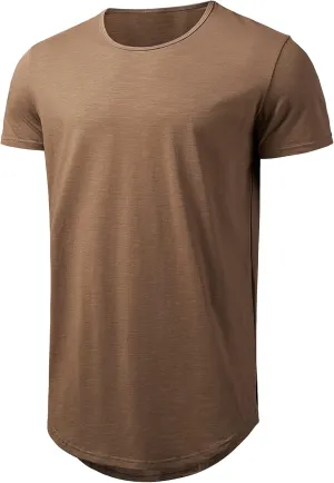 Big and Tall Mens Tshirts Longline Extra Long Shirts Hipster Reflective Line Scallop Tees Shirts Tops