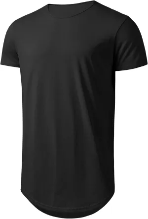 Big and Tall Mens Tshirts Longline Extra Long Shirts Hipster Reflective Line Scallop Tees Shirts Tops