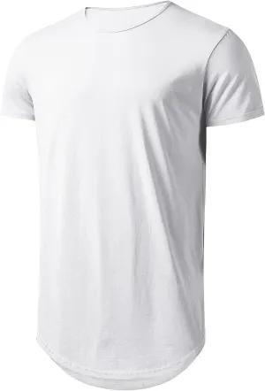 Big and Tall Mens Tshirts Longline Extra Long Shirts Hipster Reflective Line Scallop Tees Shirts Tops