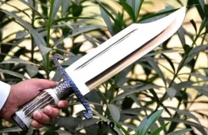 Big Bowie knife, Montana Crown Stag Handle Strong Heavy Duty Full Tang Extremely Sharp Blade Hunting Knife, Tactical Survival knife w/Leather Sheath Included