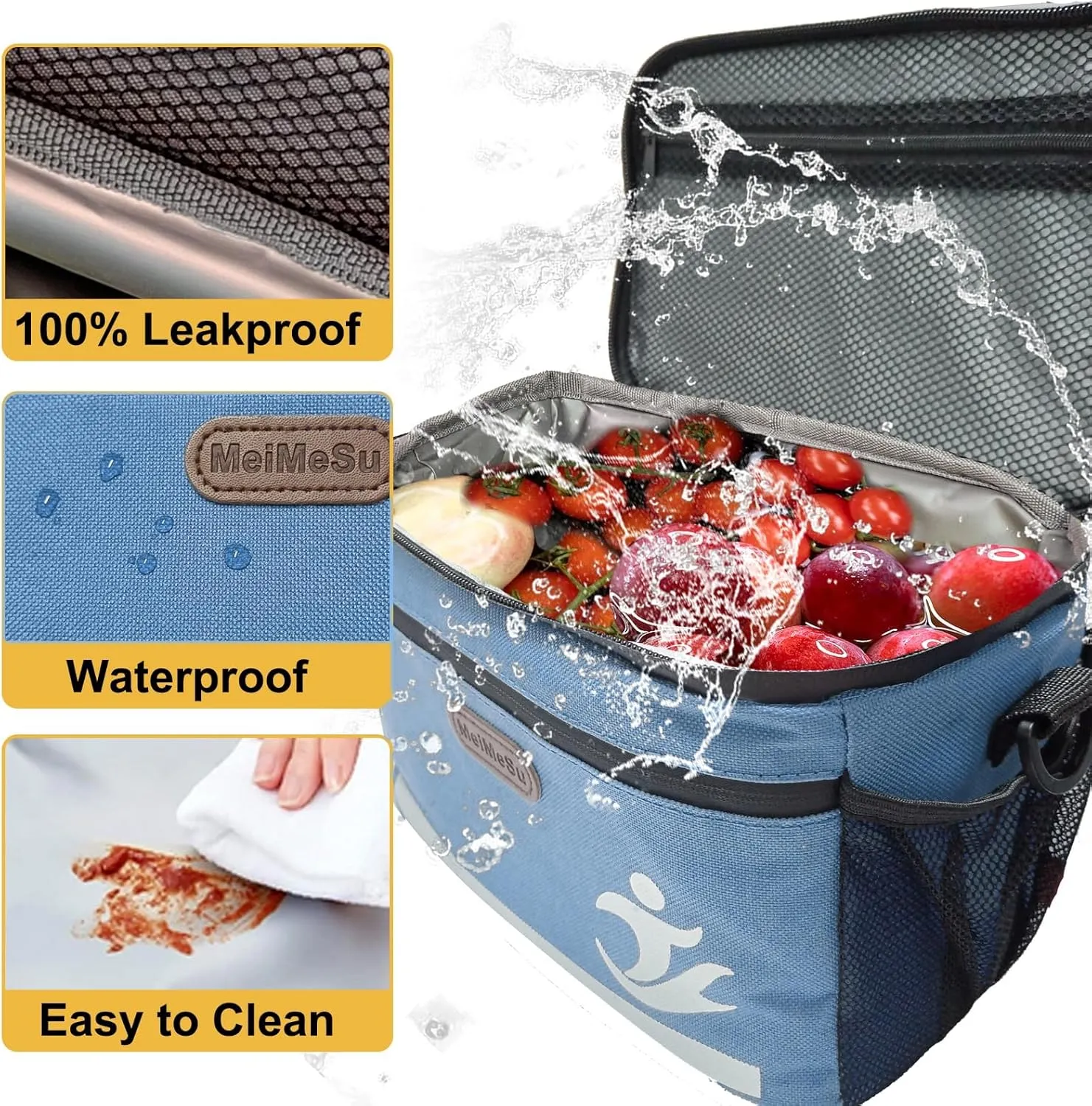 Bike Handlebar Bag with Touch Screen Phone Holder, Waterproof Front Basket, Insulated Cooler Lunch Bag