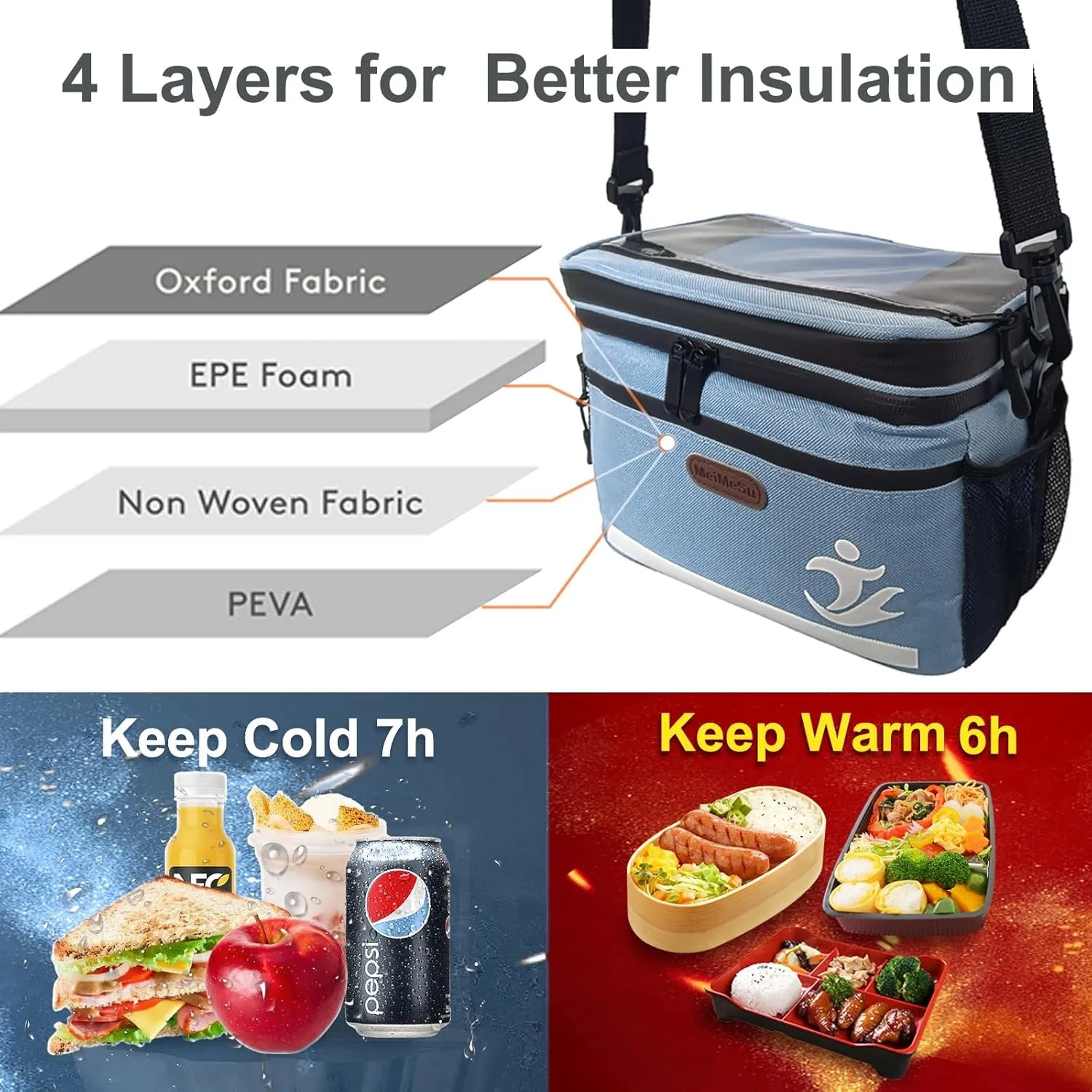 Bike Handlebar Bag with Touch Screen Phone Holder, Waterproof Front Basket, Insulated Cooler Lunch Bag