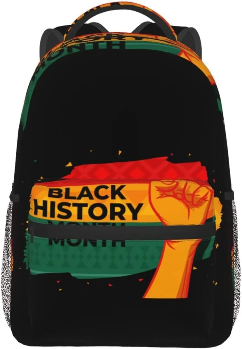 Black History Month Hand Symbol 11 Backpack Lightweight Laptop Backpack Casual Daypack Travel Double Shoulder Bag For Women Men