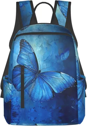 Blue Butterfly print Fashion Backpacks Hiking Camping Day bags Men Women Traveling Outdoor backpacks