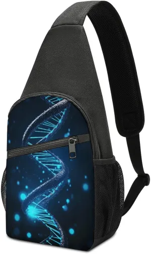 Blue DNA Structure Sling Bag Travel Sling Backpack Man Purse for Men Hiking Crossbody Bags Chest Bag Shoulder Chest Pack