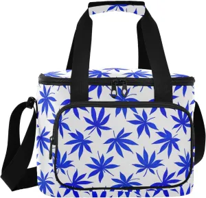 Blue Leaves Insulated Cooler Bag for Women Men Leakproof 24 Can Camping Lunch Cooler for Work Office Picnic