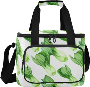 Bok Choy Vegetable White Insulated Cooler Bag for Women Men Leakproof 24 Can Camping Lunch Coolers for Travel Outdoors Trip