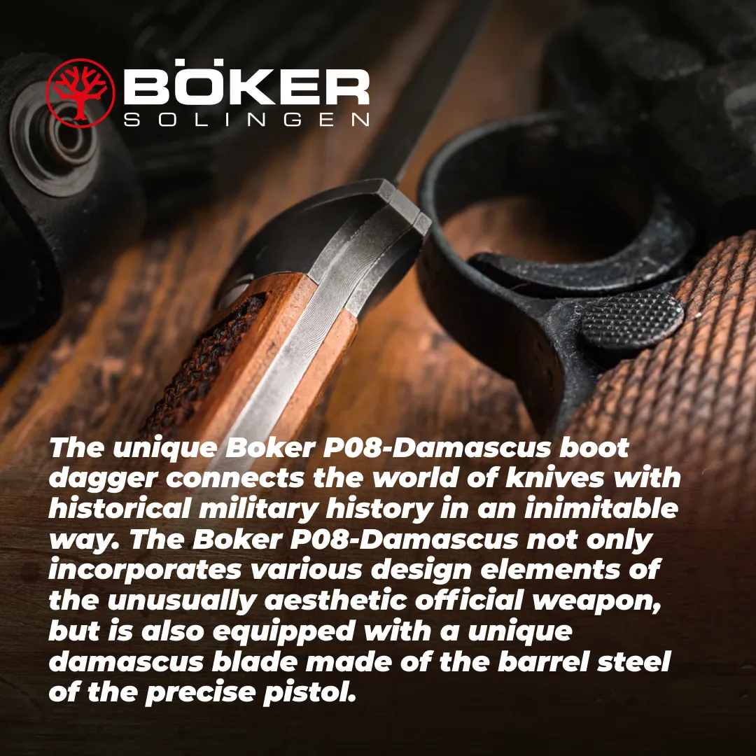 Boker P08 Damascus Fixed Blade Knife