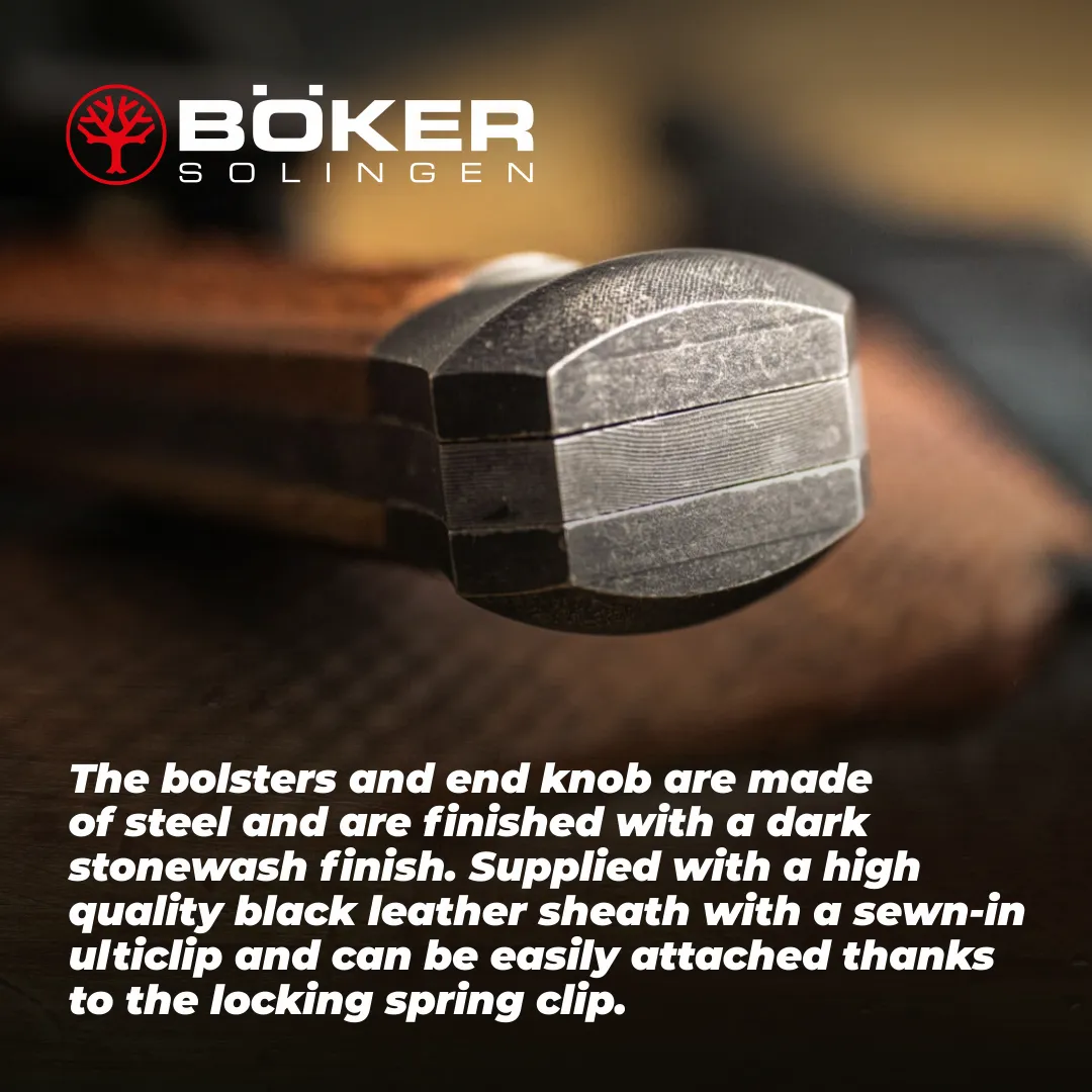 Boker P08 Damascus Fixed Blade Knife