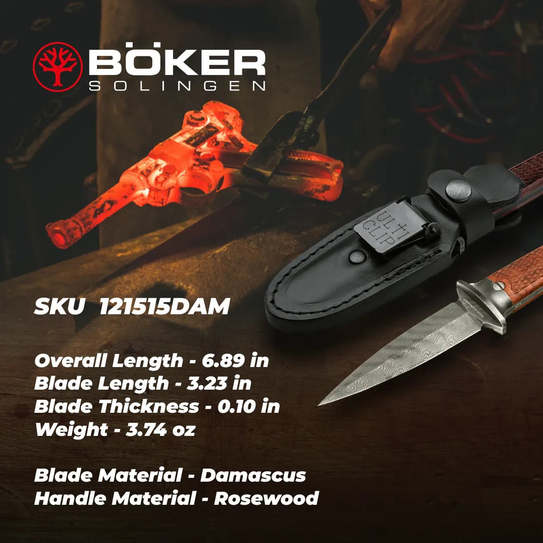 Boker P08 Damascus Fixed Blade Knife