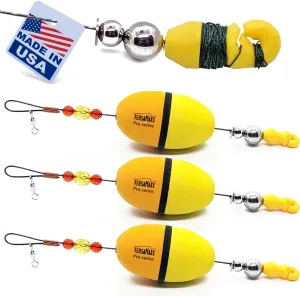Bolt Pro Series Popping Corks for Saltwater - Patented Popping Cork Floats with Adjustable Leader Depth - Neoprene Foam Fishing Rigs Bobbers for Live Bait - Made in The USA - Set of 3