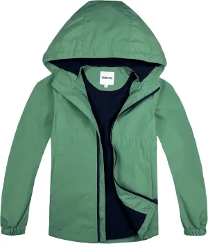 Boys Rain Jackets Lightweight Waterproof Hooded fleece Raincoats Windbreakers for Kids